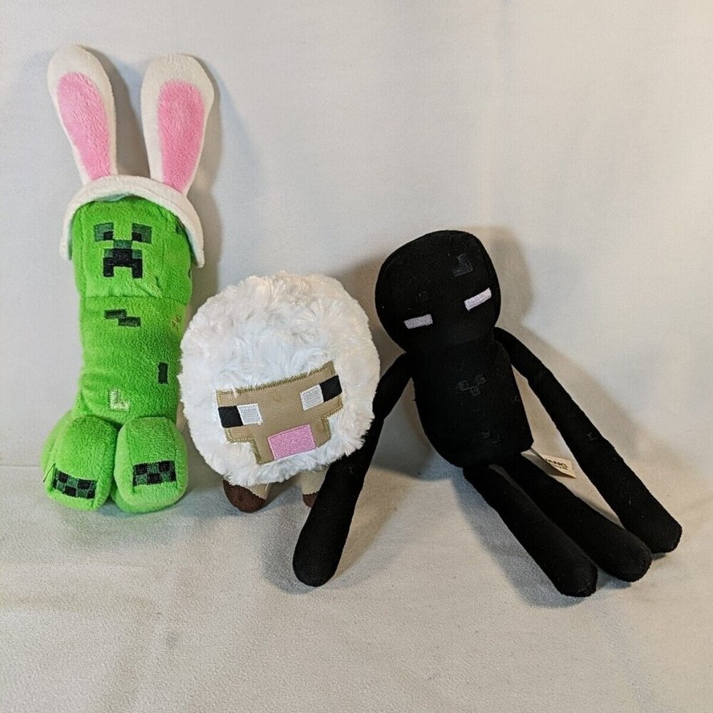 3 Minecraft Plush Lot Stuffed Toy Bunny Creeper Enderman Sheep Animal Mojang